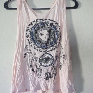 Light pink sun moon dream catcher muscle tank